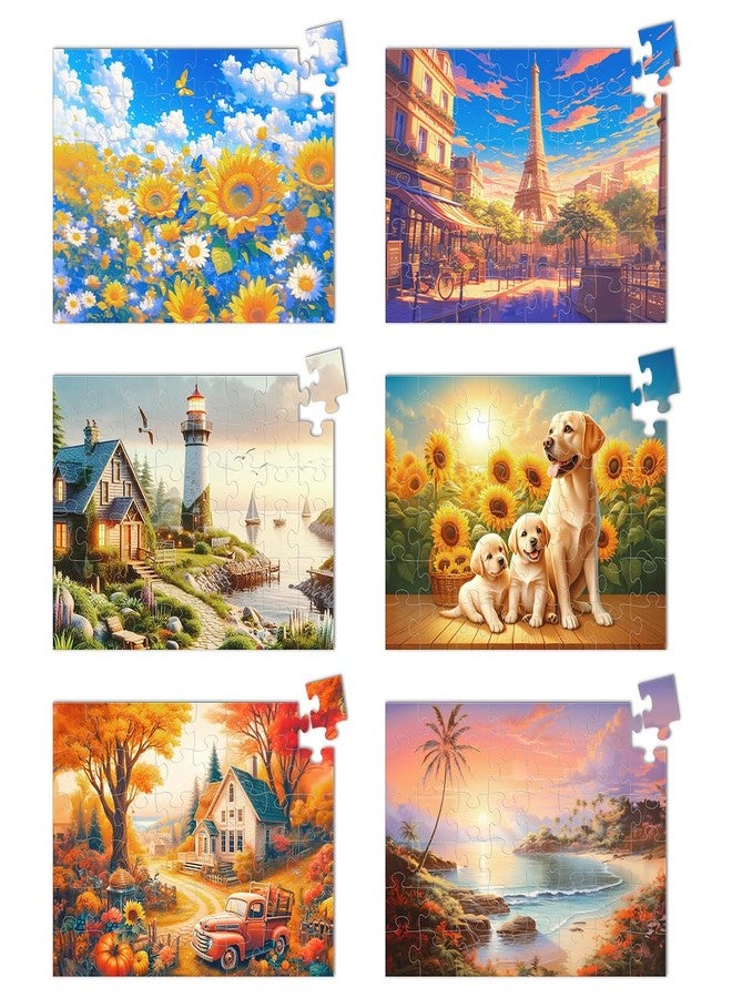 Yigney 6 Pack 48 Large Piece Jigsaw Puzzles for Seniors Alzheimer Products for Elderly Dementia Activities Memory Game for Patients in Nursing Home with Storage Box - Image 1